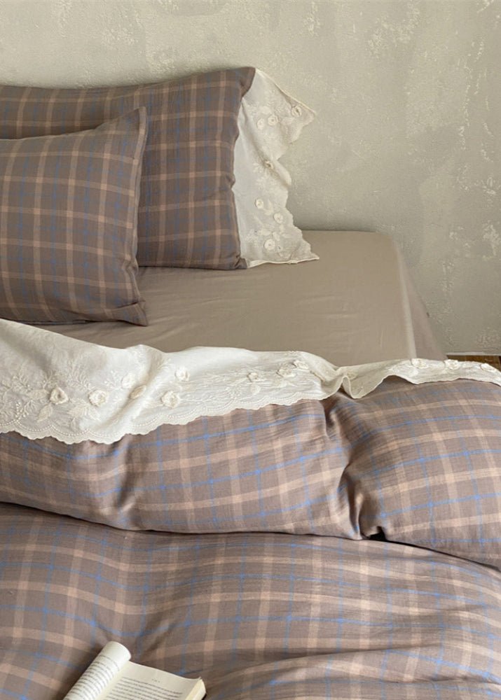 June Lace Double Gauze Gingham Bedding Set