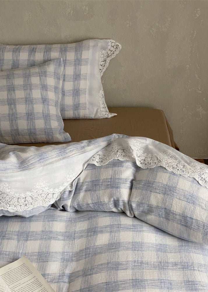 June Lace Double Gauze Gingham Bedding Set