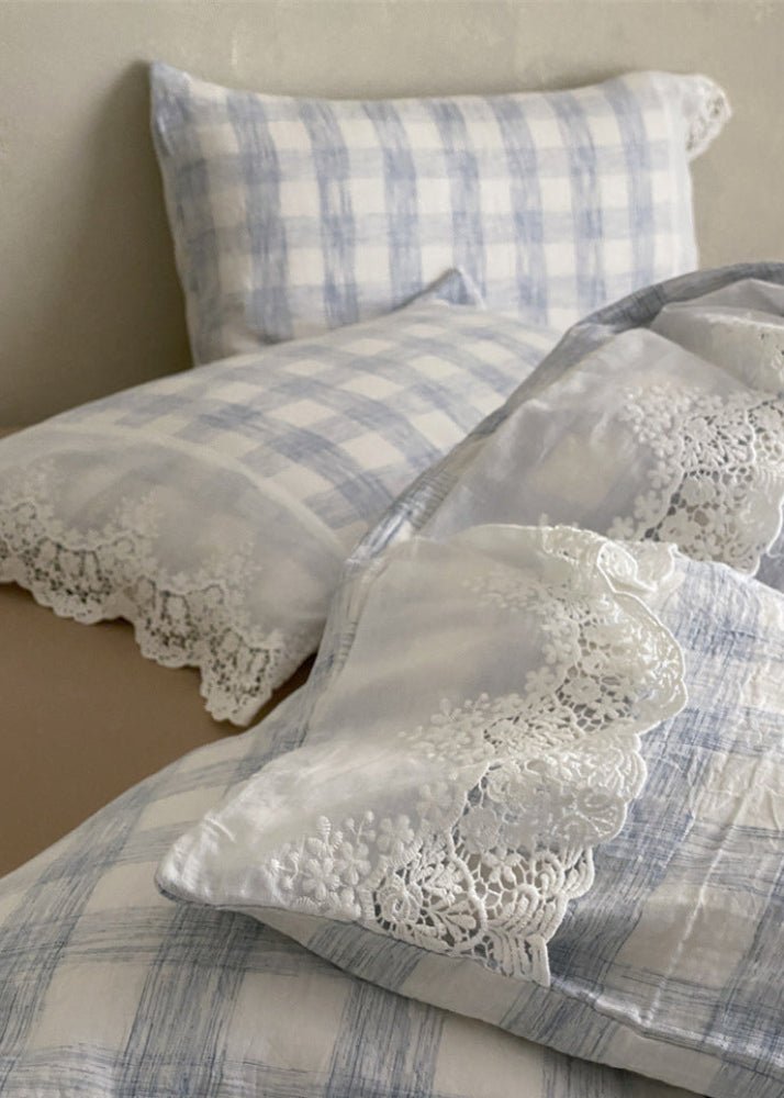 June Lace Double Gauze Gingham Bedding Set