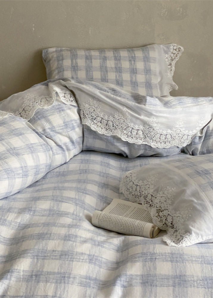 June Lace Double Gauze Gingham Bedding Set