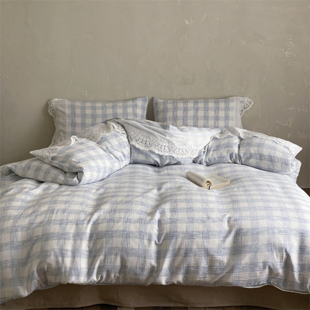 June Lace Double Gauze Gingham Bedding Set