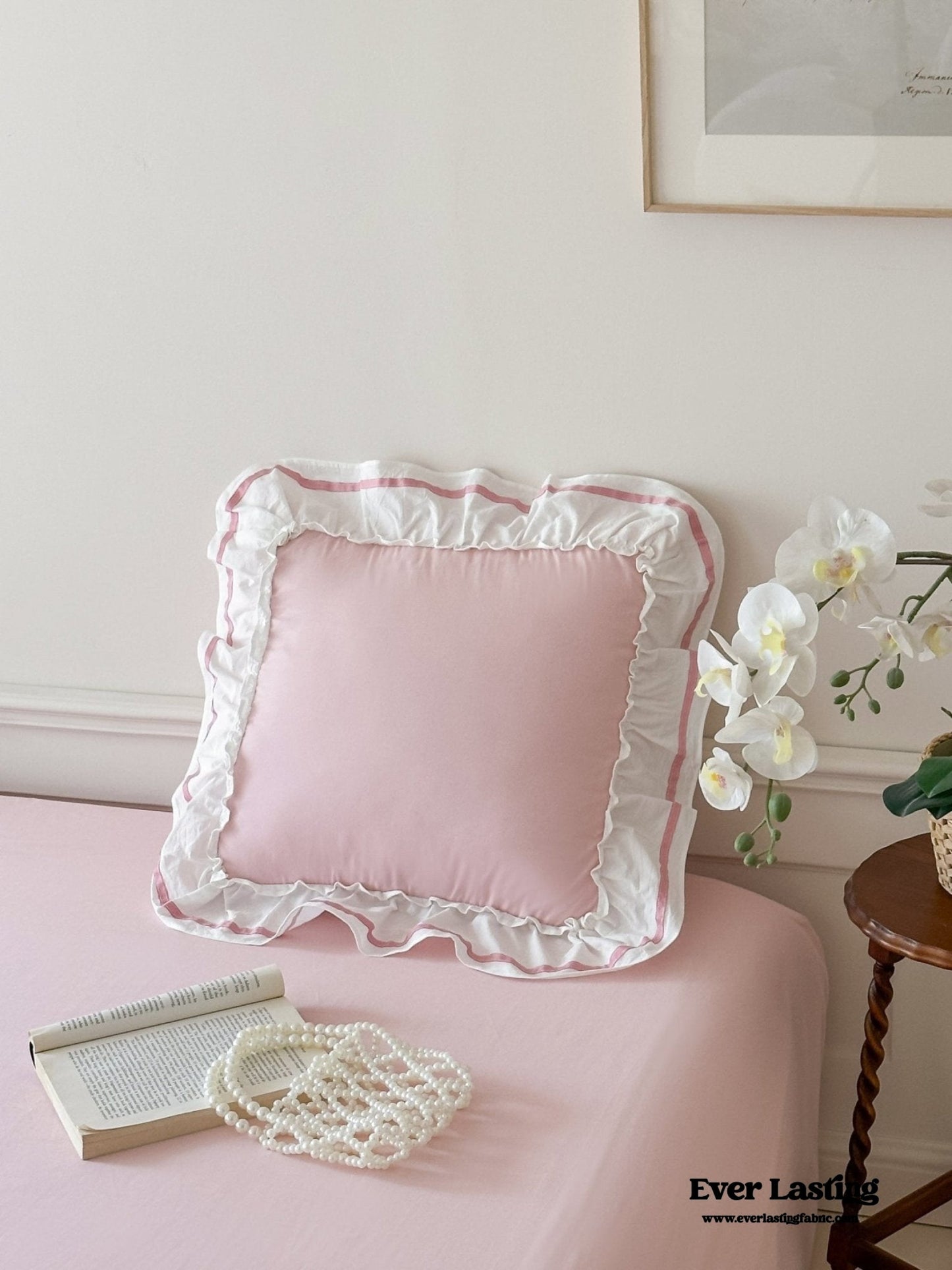 Large Blue Ruffle Square Pillowcase
