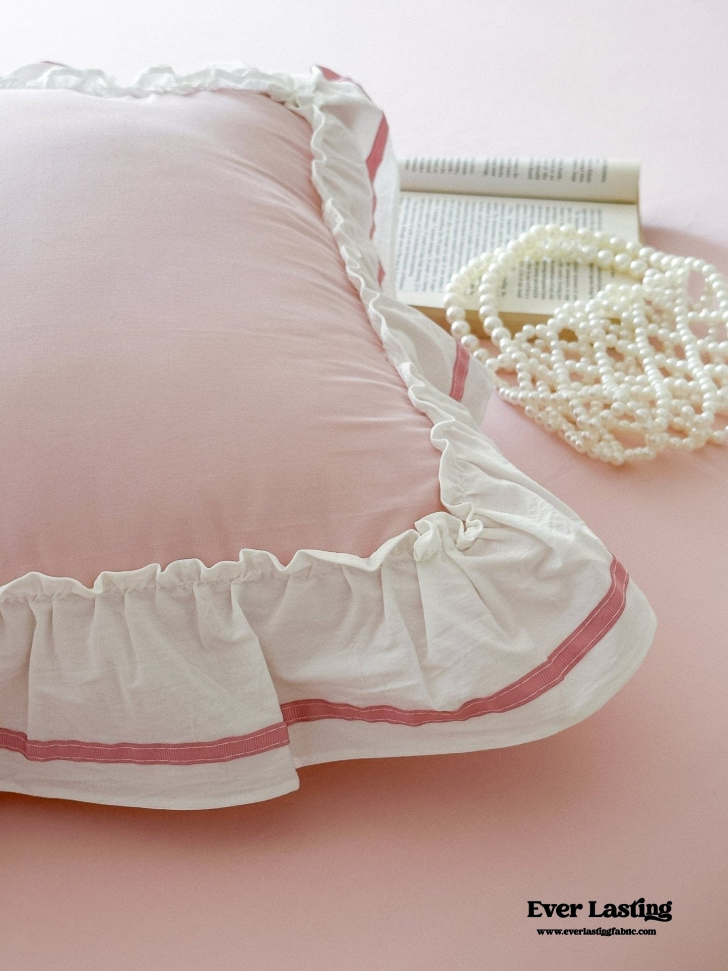 Large Blue Ruffle Square Pillowcase