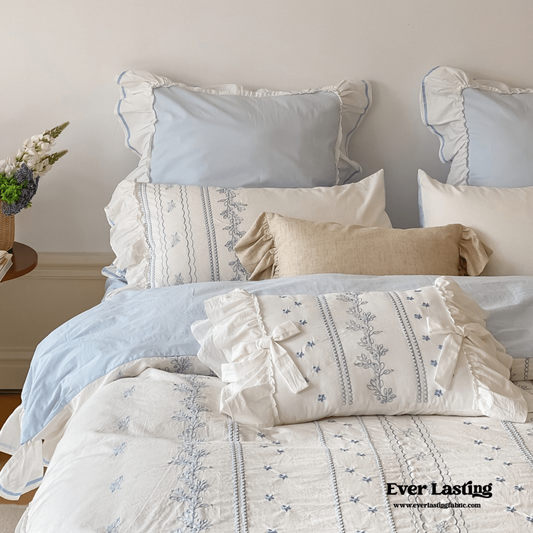 Large Blue Ruffle Square Pillowcase