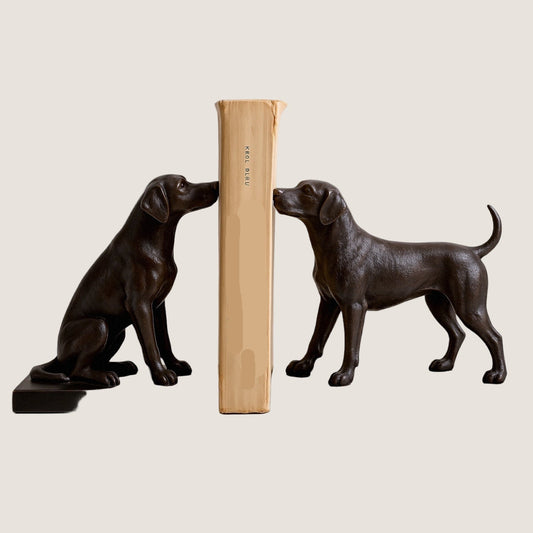 Black Resin Dog Bookends | Set of 2