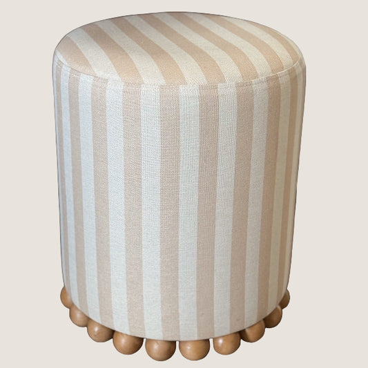 Striped Upholstered Stool Ottoman