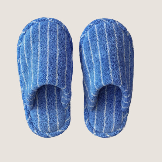 Joni Thin Striped House Slippers - Blue