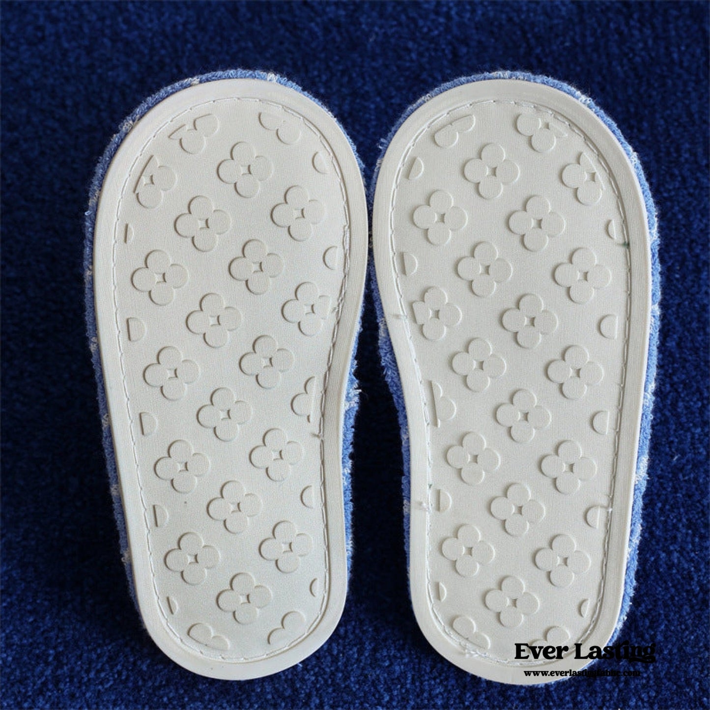 Joni Thin Striped House Slippers - Blue