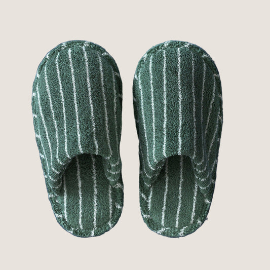 Joni Thin Striped House Slippers - Green
