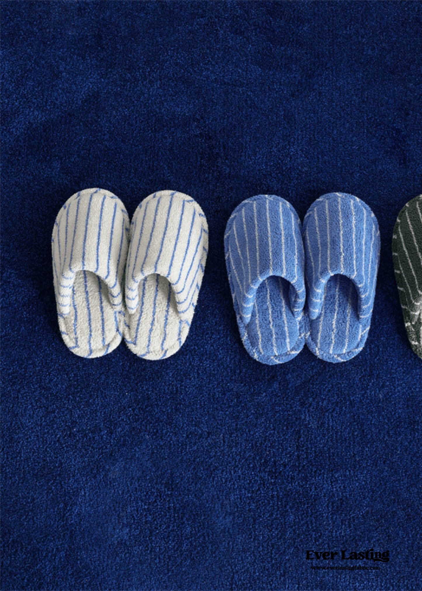 Joni Thin Striped House Slippers - Green