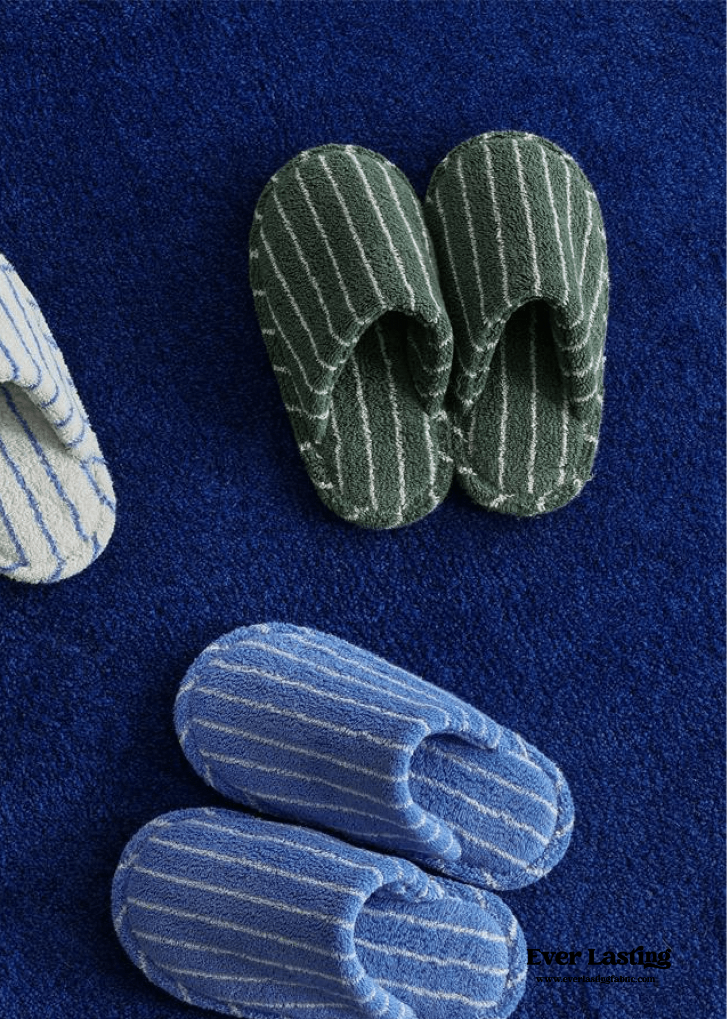 Joni Thin Striped House Slippers - Green