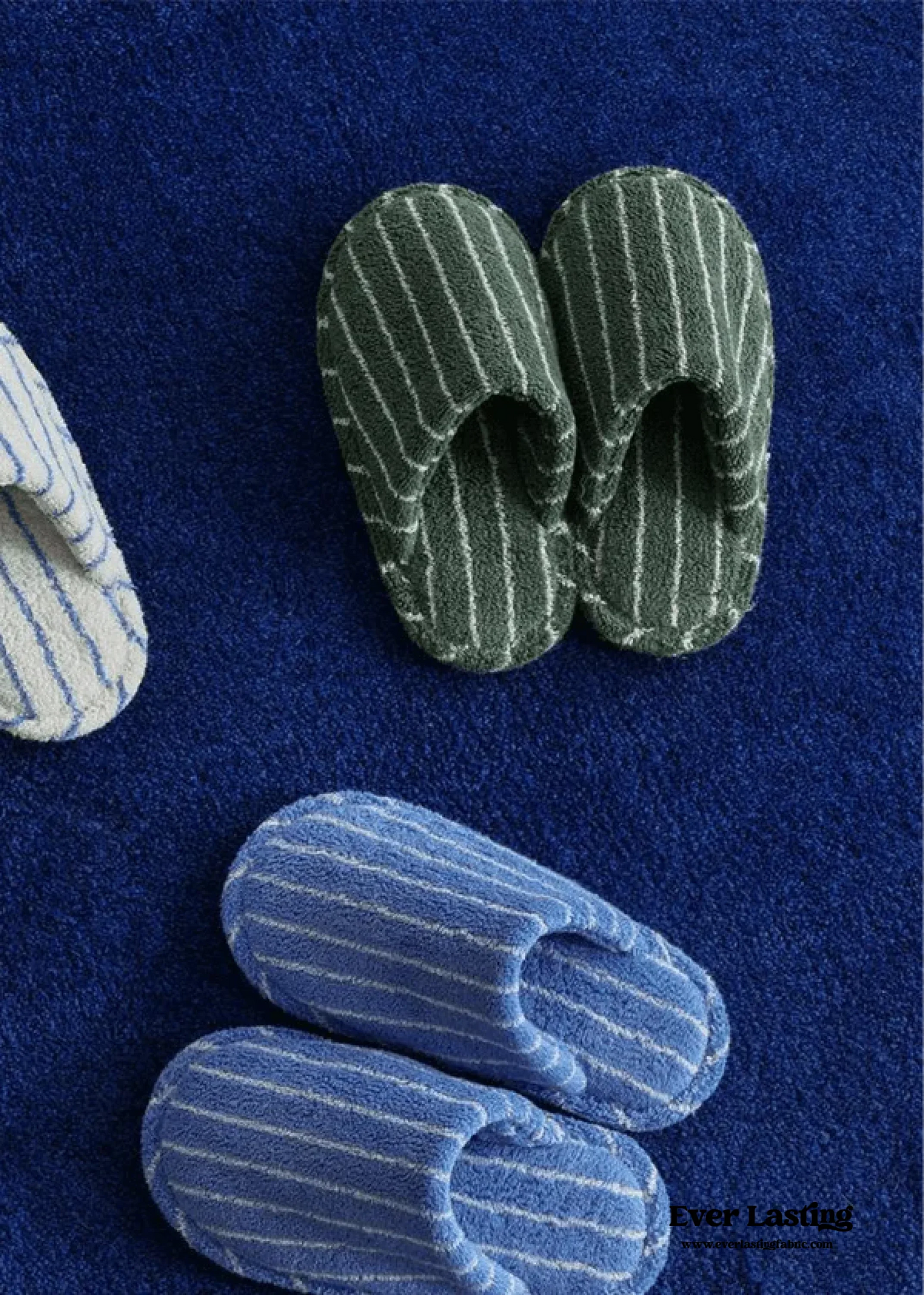 Joni Thin Striped House Slippers - Green